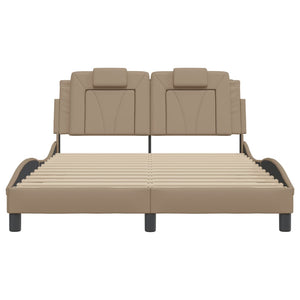 vidaXL Cadre de lit « Viana » avec LED sans matelas Marron Cappuccino 140x200 cm