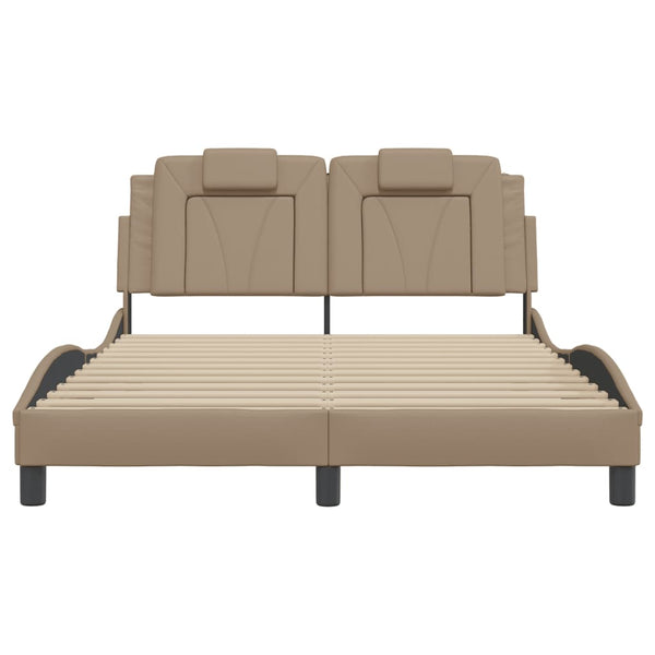 vidaXL Cadre de lit « Viana » avec LED sans matelas Marron Cappuccino 140x200 cm