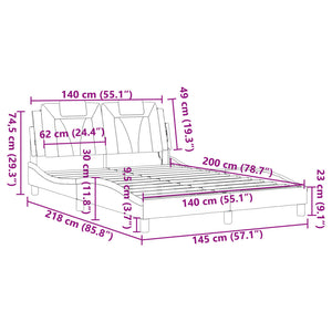vidaXL Cadre de lit "Viana" avec LED sans matelas Noir et blanc 140x200 cm