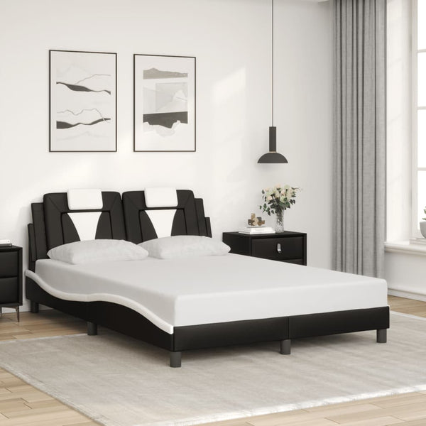 vidaXL Cadre de lit "Viana" avec LED sans matelas Noir et blanc 140x200 cm