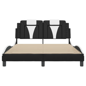 vidaXL Cadre de lit "Viana" avec LED sans matelas Noir et blanc 140x200 cm