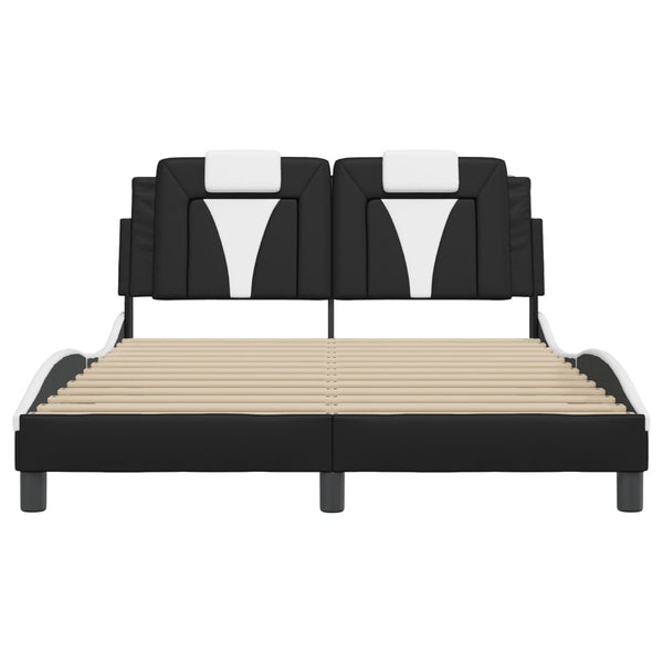 vidaXL Cadre de lit "Viana" avec LED sans matelas Noir et blanc 140x200 cm