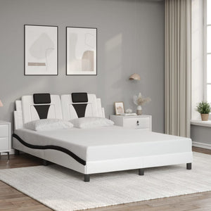 vidaXL Cadre de lit "Viana" avec LED sans matelas Blanc et noir 140x200 cm
