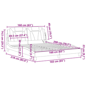 vidaXL Cadre de lit « Viana » avec LED sans matelas noir 160x200 cm