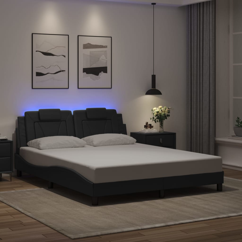 vidaXL Cadre de lit « Viana » avec LED sans matelas noir 160x200 cm