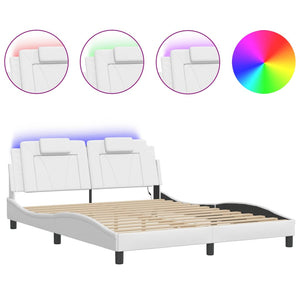 vidaXL Cadre de lit "Viana" avec LED sans matelas Blanc 160x200 cm