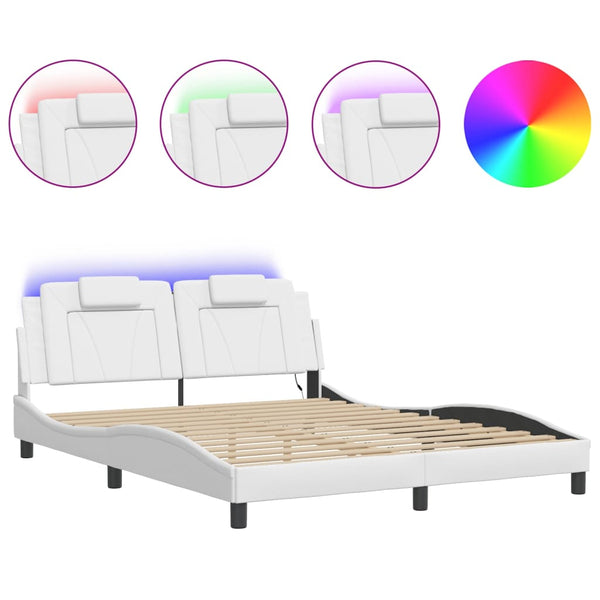 vidaXL Cadre de lit "Viana" avec LED sans matelas Blanc 160x200 cm