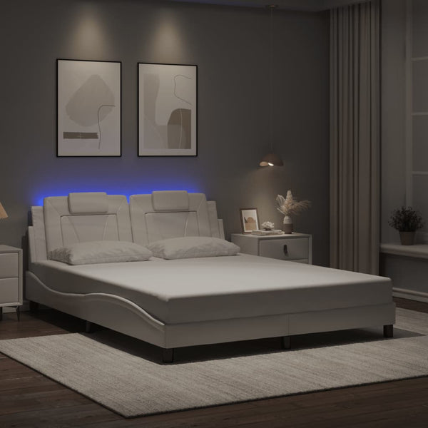 vidaXL Cadre de lit "Viana" avec LED sans matelas Blanc 160x200 cm