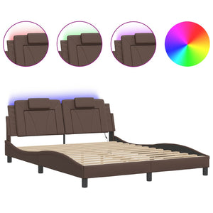 vidaXL Cadre de lit « Viana » avec LED sans matelas Marron 160x200 cm