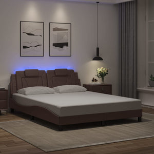 vidaXL Cadre de lit « Viana » avec LED sans matelas Marron 160x200 cm