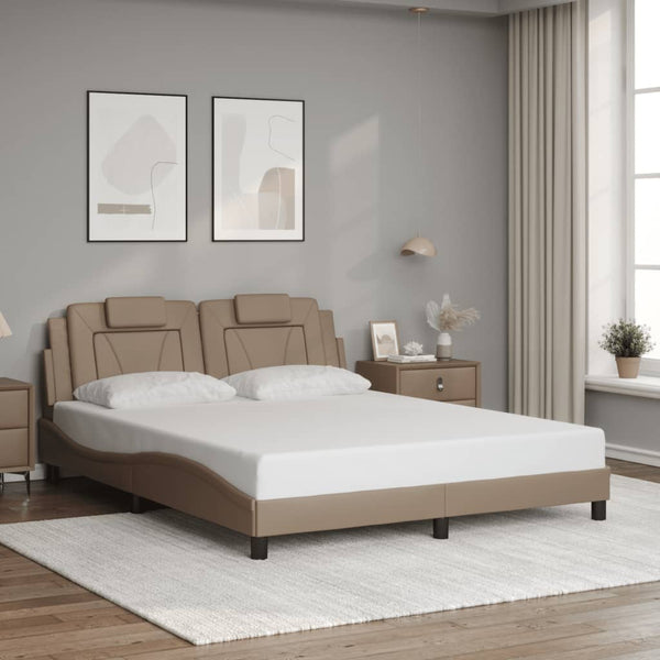 vidaXL Cadre de lit "Viana" avec LED sans matelas Marron Cappuccino 160x200 cm