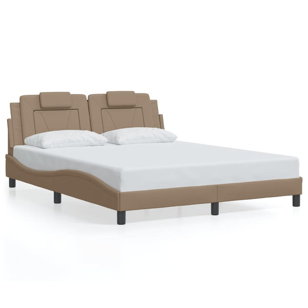 vidaXL Cadre de lit "Viana" avec LED sans matelas Marron Cappuccino 160x200 cm