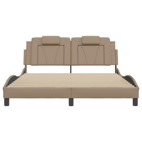 vidaXL Cadre de lit "Viana" avec LED sans matelas Marron Cappuccino 160x200 cm