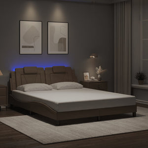 vidaXL Cadre de lit "Viana" avec LED sans matelas Marron Cappuccino 160x200 cm