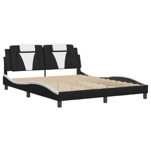 vidaXL Cadre de lit « Viana » avec LED sans matelas Noir et blanc 160x200 cm