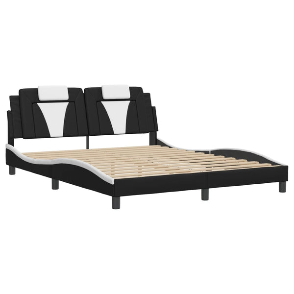 vidaXL Cadre de lit « Viana » avec LED sans matelas Noir et blanc 160x200 cm