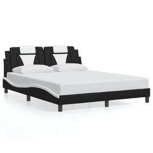 vidaXL Cadre de lit « Viana » avec LED sans matelas Noir et blanc 160x200 cm