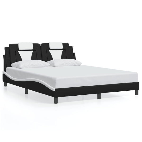 vidaXL Cadre de lit « Viana » avec LED sans matelas Noir et blanc 160x200 cm
