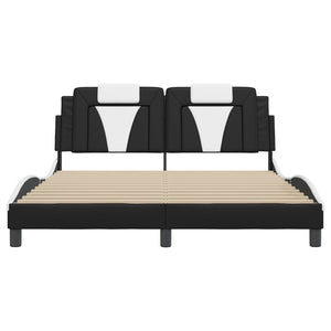 vidaXL Cadre de lit « Viana » avec LED sans matelas Noir et blanc 160x200 cm