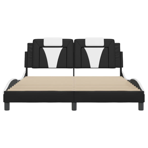 vidaXL Cadre de lit « Viana » avec LED sans matelas Noir et blanc 160x200 cm