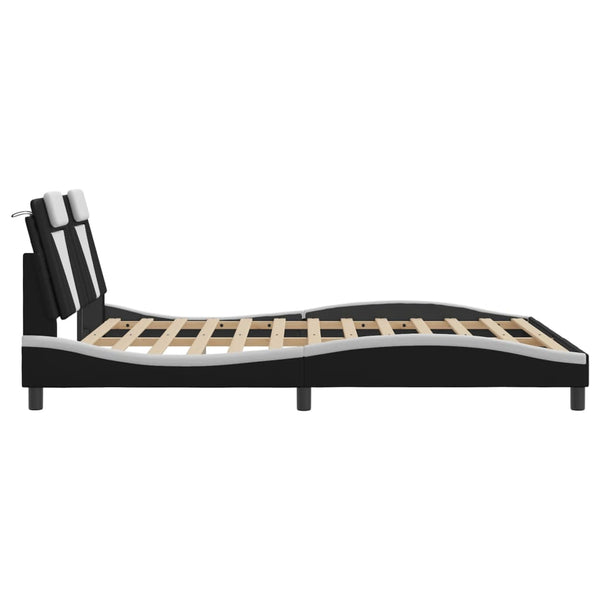 vidaXL Cadre de lit « Viana » avec LED sans matelas Noir et blanc 160x200 cm