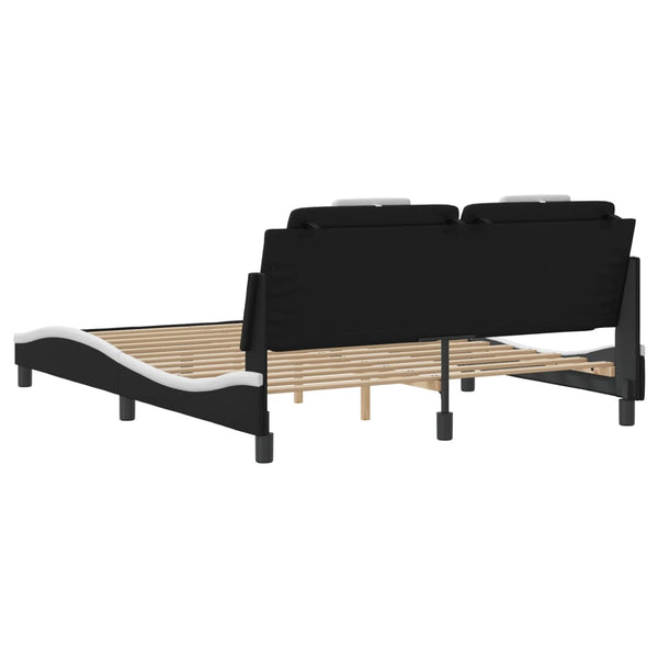vidaXL Cadre de lit « Viana » avec LED sans matelas Noir et blanc 160x200 cm