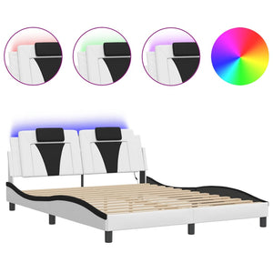 vidaXL Cadre de lit "Viana" avec LED sans matelas Blanc et noir 160x200 cm