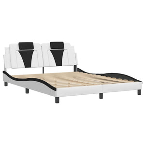 vidaXL Cadre de lit "Viana" avec LED sans matelas Blanc et noir 160x200 cm