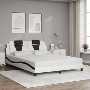 vidaXL Cadre de lit "Viana" avec LED sans matelas Blanc et noir 160x200 cm