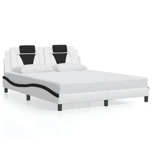 vidaXL Cadre de lit "Viana" avec LED sans matelas Blanc et noir 160x200 cm