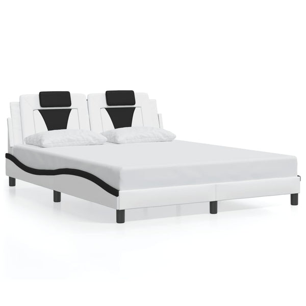 vidaXL Cadre de lit "Viana" avec LED sans matelas Blanc et noir 160x200 cm