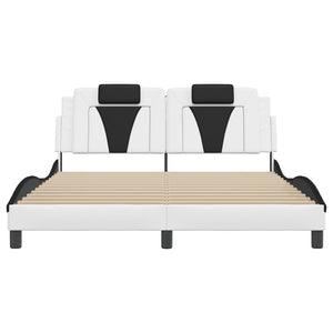 vidaXL Cadre de lit "Viana" avec LED sans matelas Blanc et noir 160x200 cm
