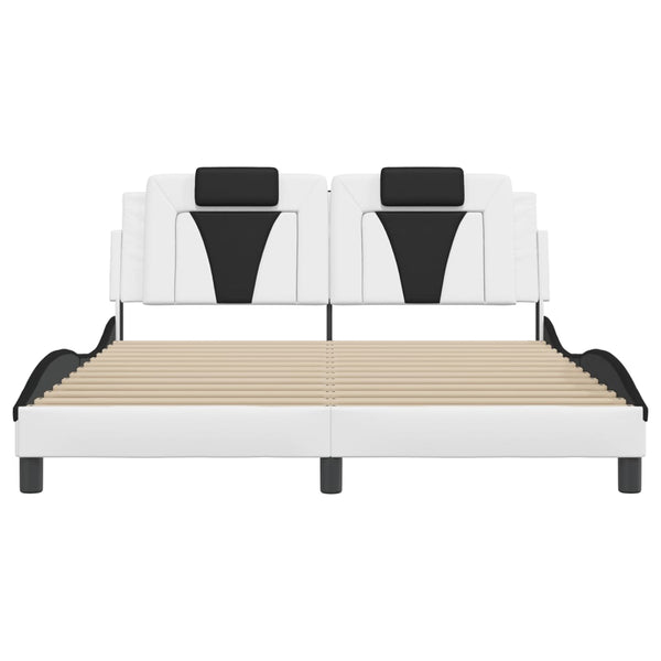 vidaXL Cadre de lit "Viana" avec LED sans matelas Blanc et noir 160x200 cm