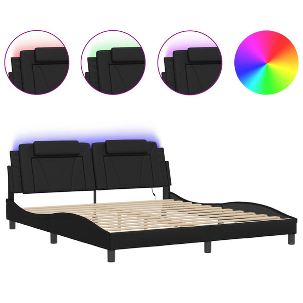 vidaXL Cadre de lit "Viana" avec LED sans matelas Noir 180x200 cm