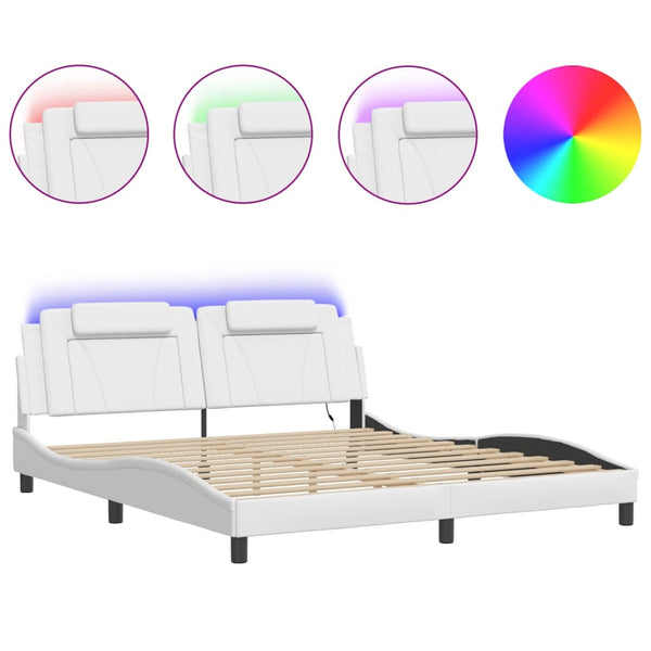 vidaXL Cadre de lit "Viana" avec LED sans matelas Noir et Blanc 180x200 cm