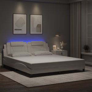 vidaXL Cadre de lit "Viana" avec LED sans matelas Noir et Blanc 180x200 cm