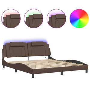 vidaXL Cadre de lit "Viana" avec LED sans matelas Marron 180x200 cm