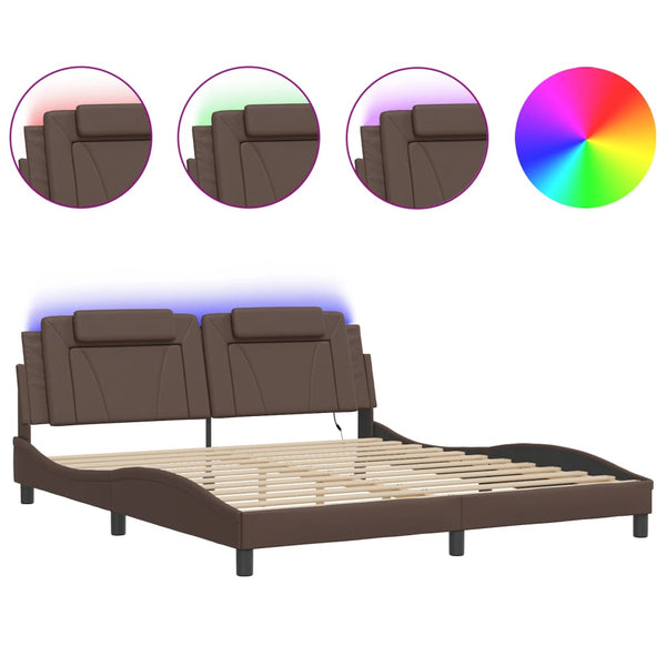 vidaXL Cadre de lit "Viana" avec LED sans matelas Marron 180x200 cm