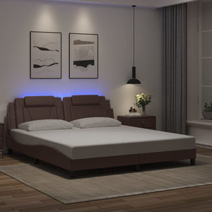 vidaXL Cadre de lit "Viana" avec LED sans matelas Marron 180x200 cm