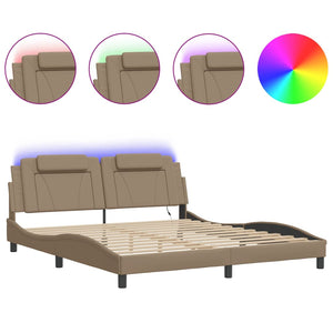 vidaXL Cadre de lit "Viana" avec LED sans matelas Marron Cappuccino 180x200 cm