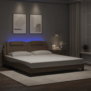 vidaXL Cadre de lit "Viana" avec LED sans matelas Marron Cappuccino 180x200 cm