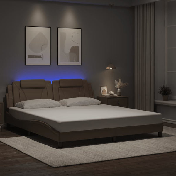 vidaXL Cadre de lit "Viana" avec LED sans matelas Marron Cappuccino 180x200 cm