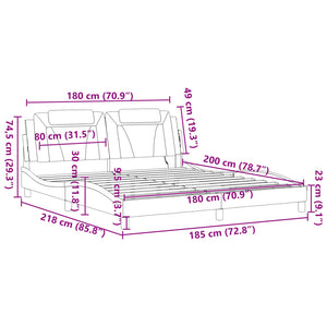 vidaXL Cadre de lit « Viana » avec LED sans matelas Blanc et Noir 180x200 cm