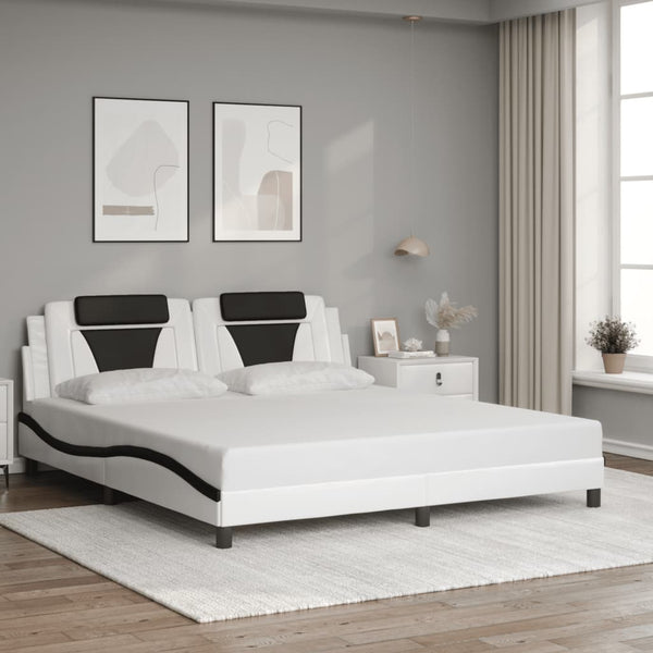 vidaXL Cadre de lit « Viana » avec LED sans matelas Blanc et Noir 180x200 cm