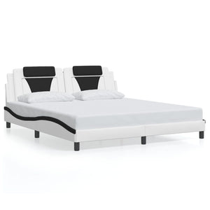 vidaXL Cadre de lit « Viana » avec LED sans matelas Blanc et Noir 180x200 cm