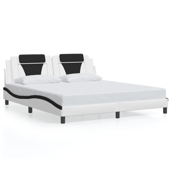 vidaXL Cadre de lit « Viana » avec LED sans matelas Blanc et Noir 180x200 cm
