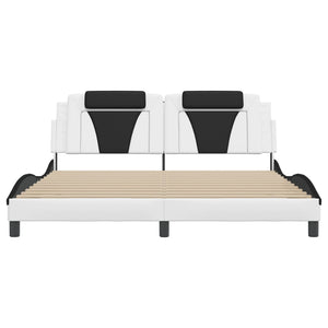 vidaXL Cadre de lit « Viana » avec LED sans matelas Blanc et Noir 180x200 cm