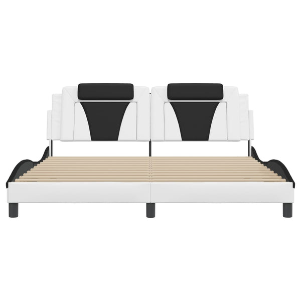 vidaXL Cadre de lit « Viana » avec LED sans matelas Blanc et Noir 180x200 cm