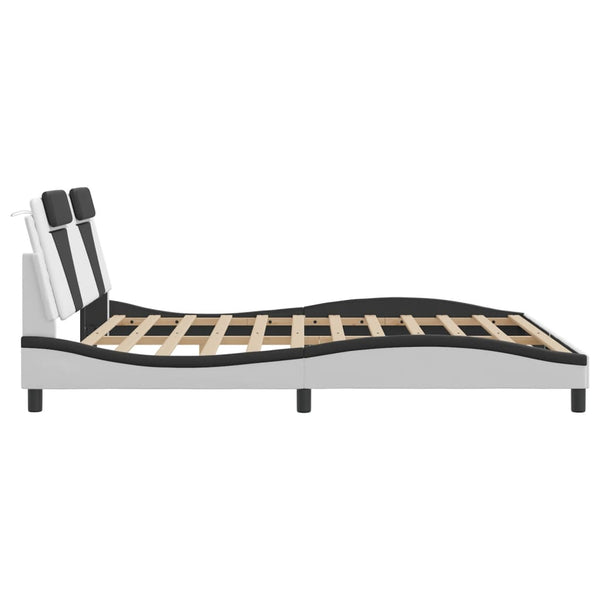 vidaXL Cadre de lit « Viana » avec LED sans matelas Blanc et Noir 180x200 cm