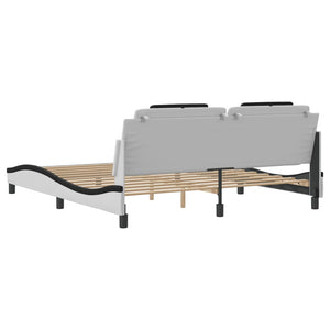 vidaXL Cadre de lit « Viana » avec LED sans matelas Blanc et Noir 180x200 cm
